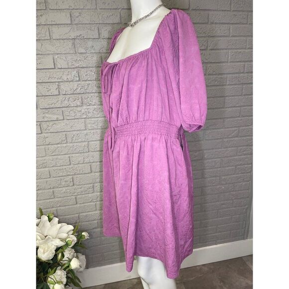 ModCloth Women Pink Lilac Smocked Waist Shift Dress 1X - Picture 5 of 9